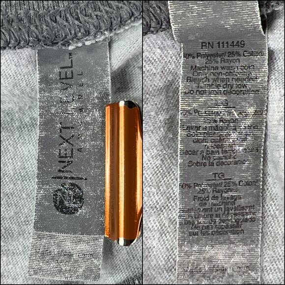 Next Level 3/4 Raglan Sleeve Jersey T-Shirt Top Large Heathered Gray Light Gray - Picture 5 of 9